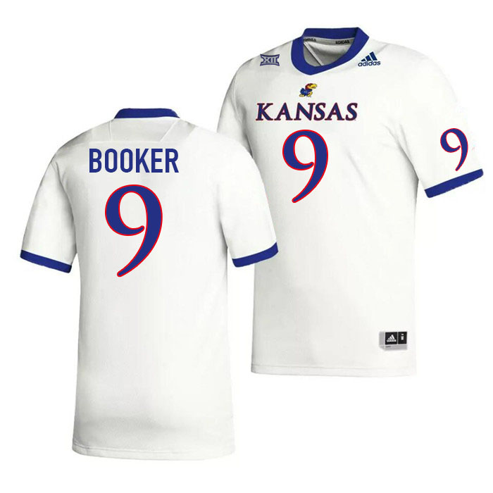 Men #9 Austin Booker Kansas Jayhawks College Football Jerseys Stitched Sale-White